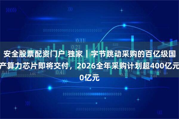 安全股票配资门户 独家｜字节跳动采购的百亿级国产算力芯片即将交付，2026全年采购计划超400亿元